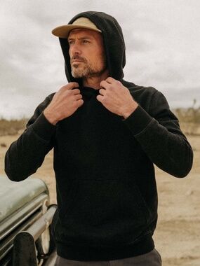Taylor Stitch the Sunset Hoodie in Black Indigo Terry